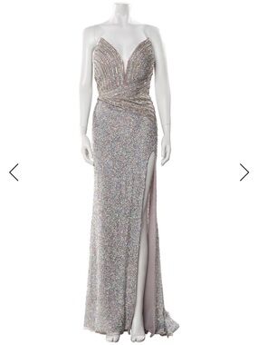 Portia & Scarlett Strapless silver sequin Evening Gown